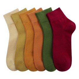 Women's Cotton Socks, Soft Thin Breathable Moisture Wicking Ankle Crew Casual Socks 6 Pairs (Multicolor 2, US Size 4-8)
