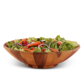 Arthur Court Salad Bowl Acacia Wood Serving for Fruits or Salads Wok Wave Style Extra Large 16 inch Diameter x 4.5 inch Tall