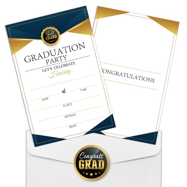 REWIDPARTY Graduation Diploma Invitation Cards with Envelopes & Stickers（Set of