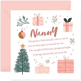 Special Heartfelt Christmas Card for Nanny - Beautiful Festive Poem for Her - Unique Gifts for Her this Christmas - Family Christmas Cards - Xmas Cards for Women - Cute Design with Words