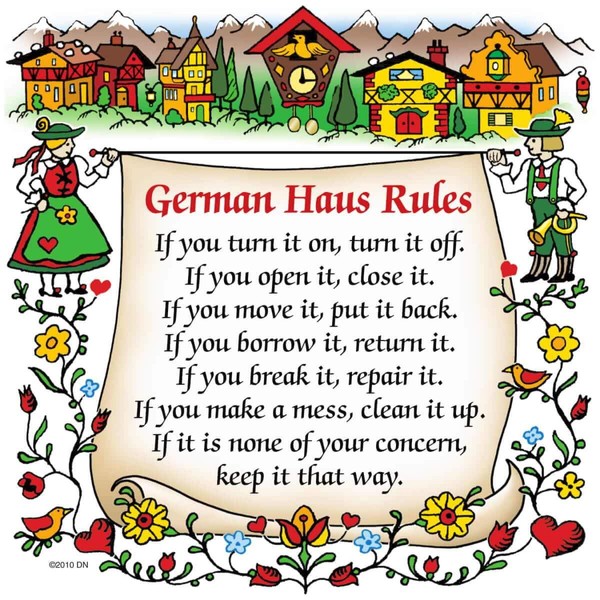 Essence of Europe Gifts E.H.G German Gift Ceramic Wall Hanging Tile: German Haus Rules...