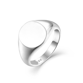 STARCHENIE Solid 925 Sterling Silver Ring for Men Signet Ring High Polished Wedding Band Thumb Ring Size 8