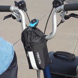 Vincita Voyage Bicycle Handlebar Bag, Insulated Handlebar Bottle Holder, Cup Holder, Food Snack Bag, Foldable Bikes (Blue, Medium)