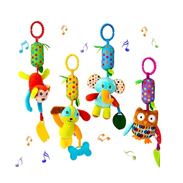 Pram Toys for Baby 0-6 Months, Soft Plush Sensory Hanging