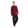 INSIGNIA Mens Fleece Long Sleeve Top Pyjamas Sets (Wine-Navy, XL)