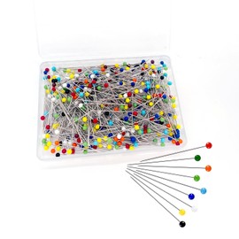 Pins with Head, Glass Head Pins, Stainless Steel Pins, Multicoloured Glass Head Pins for Crafts, Sewing, Hemming, Craft (350 Pieces (Head 3 mm))