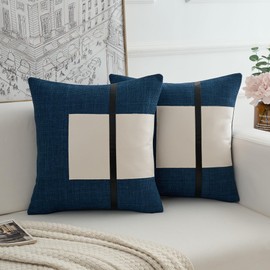 FabThing Set 0f 2 Cushion Covers Decorative Throw Pillows Covers Morden Design Pillow Cases Soft Coach Sofa Chair Home linen 45x45cm Navy Blue