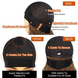 SOMIARIK Curly Headband Wig Synthetic Brown with Blonde Tips Loose Curly None Lace Front Wigs for Black Women Glueless Machine Made Wig Wavy pre plucked Headband Wigs 26 Inch