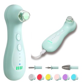 Wishator Baby Nail File Electric Rechargeable, Baby Nail Trimmer Electric with 10 Replacement Pads, Baby Nail Clippers with Light, Grooming Kit for Infant/Newborn/Toddler Nail Filer, Trim and Polish