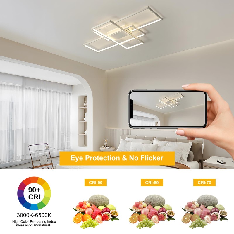 GEADI Modern Dimmable Ceiling Light,35.4" White Led Ceiling Light Fixtures