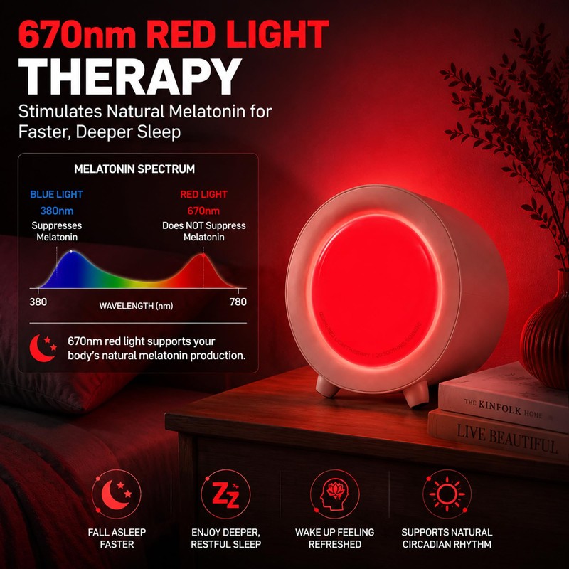 Sleep Sound Machine with 670nm Red Light, Warm Light, 20