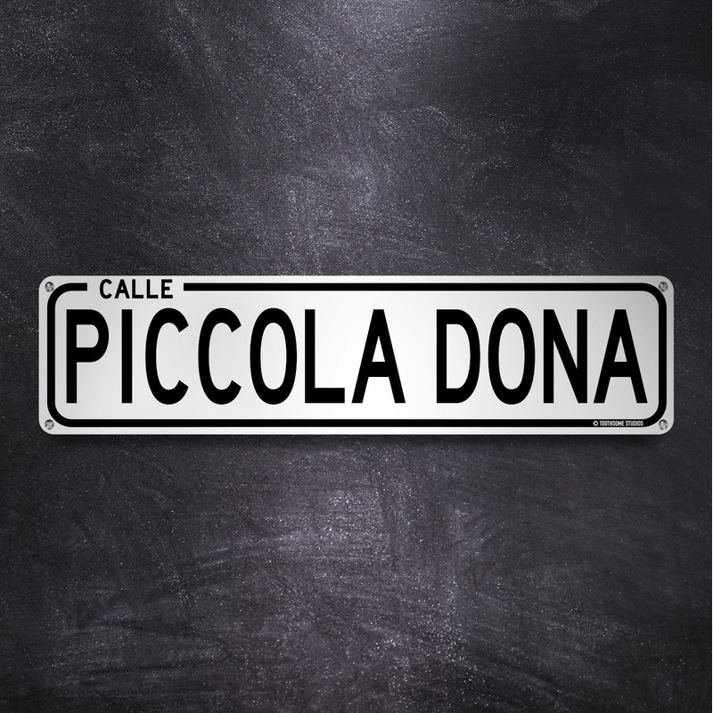 Piccola Dona Funny Nombres Albureros Humor 16" x 4" Street