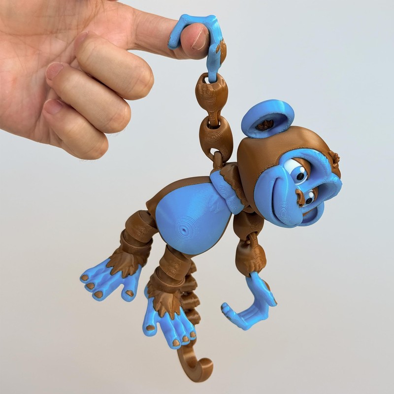 Whattiho 3D Printed Articulated Monkey Fidget Toy – Posable, Hangable,