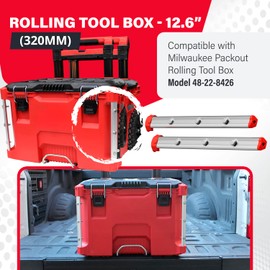 Alpha Rails - Alpha Engineered Threaded Rails Compatible with Milwaukee Packout Rolling Tool Box (12.6" (320mm) - Silver)