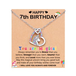 UNGENT THEM 7 Year Old Girl Birthday Gifts Happy 7th Birthday Unicorn Decorations Best Gifts for 7 Year Old Girls Necklace