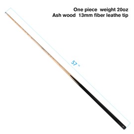 HMQQ 58" one Piece Pool cue Stick with 13mm Hight qualiy Leather tip,Best Hand Feel and Weight 20OZ biliards Stick,for bar or Family Pool Table, Black Color Set of 4