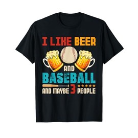 Vintage I Like Beer And Baseball And Maybe 3 People Drinker T-Shirt