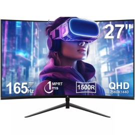Z-EDGE 27" 2K QHD 2560x1440 165Hz 1ms Curved Gaming Monitor, FreeSync, HDMI, DP