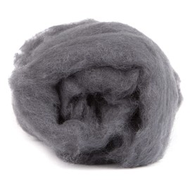 Maori Wool - A Special Blend of New Zealand Wools by DHG for Needle Felting and Wet Felting, 3.5 OZ / 100 gr, Carded Wool Batt, 100% Pure Wool, Color Charcoal Gray