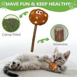 ALTABOMBA Silvervine Sticks for Cats, Lollipops Catnip Toys & Cat Chew Toy for Teeth Cleaning, Cat Toys for Indoor Cats (3-Pcs)