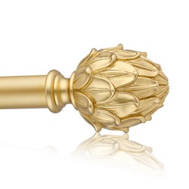 Curtain Rods for Windows 48 to 84 Inches 1 Inch Diameter Adjustable Drapery Rods Decorative Single Window Curtain Rods with Classic Finials,Gold