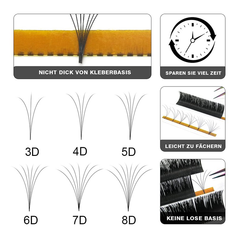 Self-Fanning Eyelashes, .03 .05 .07.10, Easy Fan Lashes for Volume