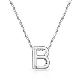 Philip Jones Silver Plated Initial Necklaces Created with Zircondia® Crystals - Letter B