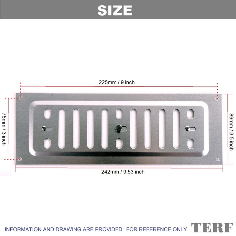 TERF® 9'' X 3'' Open and Close Adjustable Aluminium Air