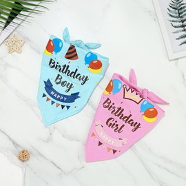 Jovono Dogs and Cats Birthday Bandana Blue Pet Cute Boy Bandanas Party Triangle Bibs Accessories for Small Medium Dogs and Cats Puppies Pets (Pink)