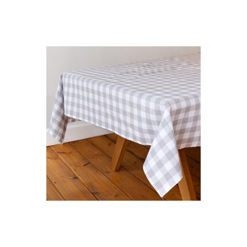 Talking Tables Fabric Large Grey Checkered Gingham Tablecloth Recycled Cotton