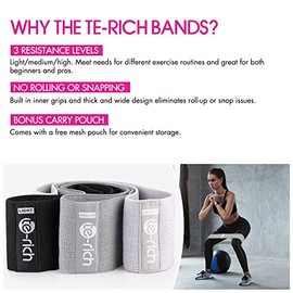 Bandas de resistencia, bandas de entrenamiento de tela para mujeres y hombres, bandas de tela de resistencia para botines, bandas gruesas para sentadi