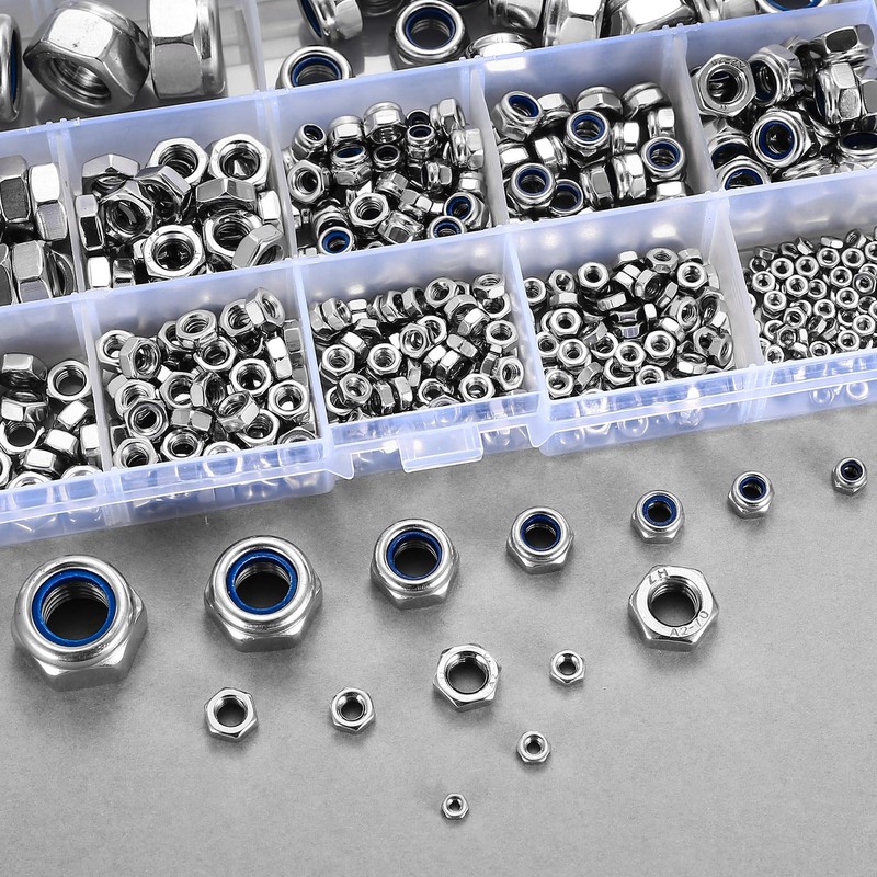 516 Pcs Nylock Nuts, Self Locking Nuts, Nylon Insert Lock