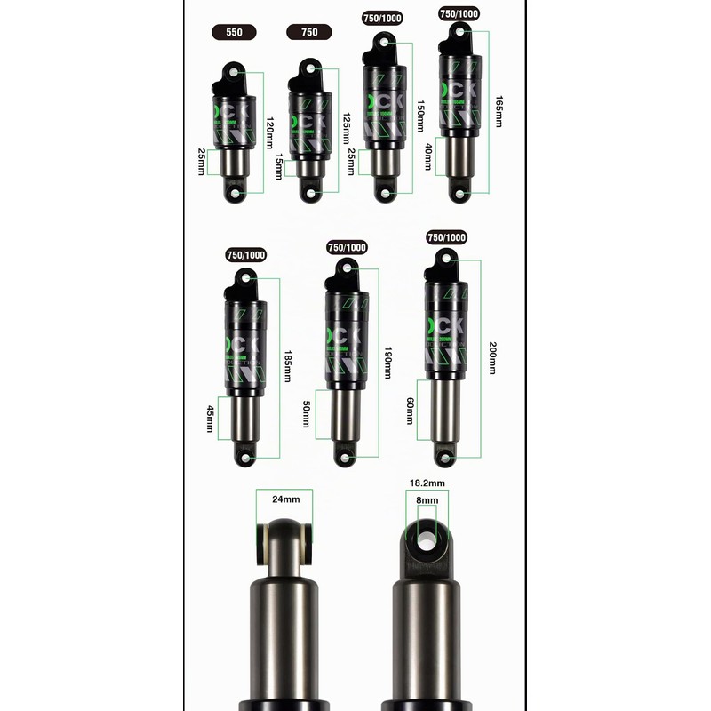 Chooee Ammortizzatore posteriore per bicicletta, 120 mm, 125 mm, 150