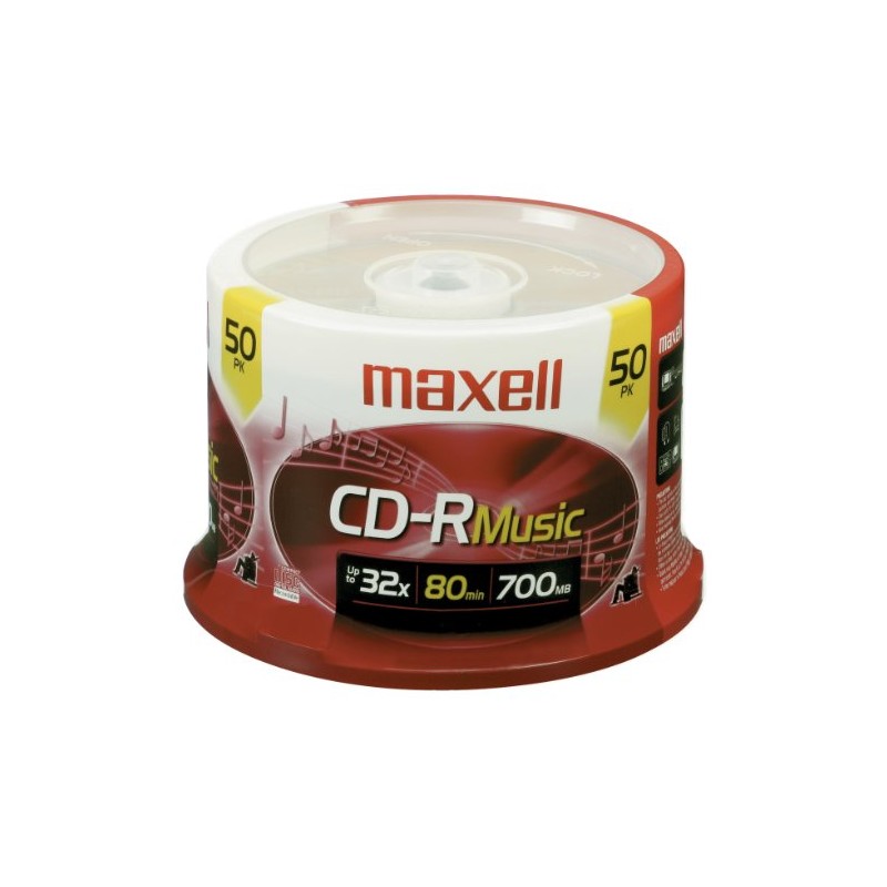 Maxell 625156 - CDR80MU50PK 80-Minute Music CD-Rs (50-ct Spindle) Red