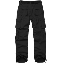Men's Casual Cargo Tactical Pants, BDU Military Wild Army Combat Ripstop Work Pants with 10 Pockets #3316-Black-30