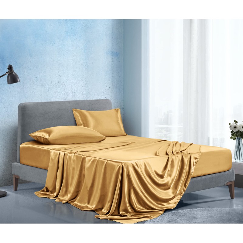 Manyshofu Satin Full Sheets Set 4 Piece - Soft Silky