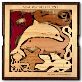 Sea Creatures an Aquatic Adventure of a Wood Puzzle and Brain Teaser