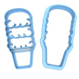 Sweet Prints Inc Set of 2 Triple Scoop Ice Cream Cone Cookie Cutter - Dishwasher Safe (2")