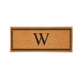 Evergreen Monogram Extra Large Coir Doormat, 60x24 Inches Front Door Mat, Outdoor Indoor Entrance Rug, Welcome Mat for Double Doors Porch Patio, Housewarming Gift, Letter W