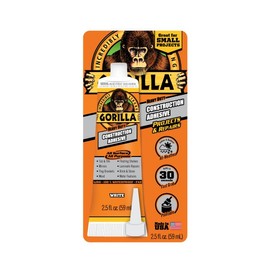 Gorilla Heavy Duty Construction Adhesive, 2.5 ounce Squeeze Tube, White, (Pack of 6)
