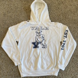 Yale University Bulldogs Football Hooded Sweatshirt Size Mens Small S White NEW