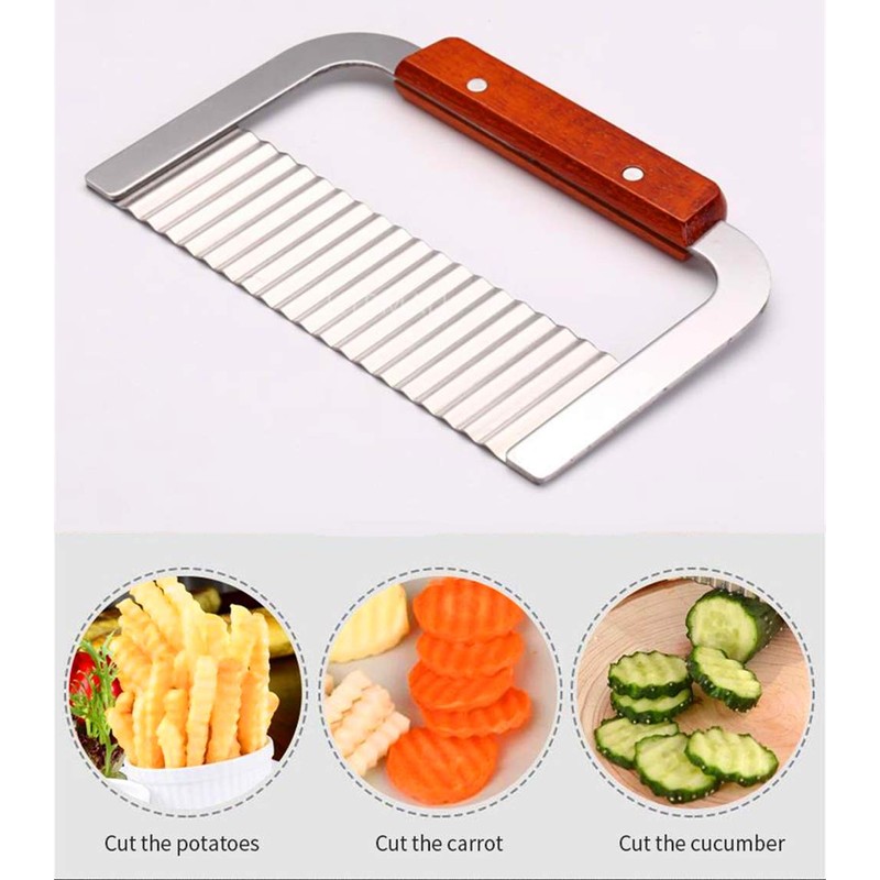 HTBMALL Crinkle Cutter, French Fry Cutter for Potatoes, Upgraded Stainless