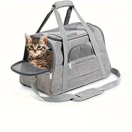 QQLe Pet Carrier Backpack – Airline-Approved Soft-Sided Bag for Cats & Small Dogs (Up to 15 lb), Foldable, Breathable Mesh, Privacy Cover, Washable & Lightweight