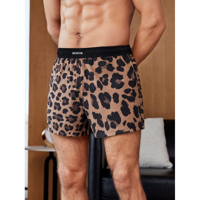 Milumia Traje de baño para hombre con estampado de leopardo,