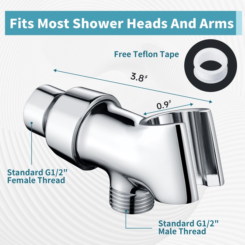 BRIGHT SHOWERS All Metal Handheld Shower Head Holder, Adjustable Shower