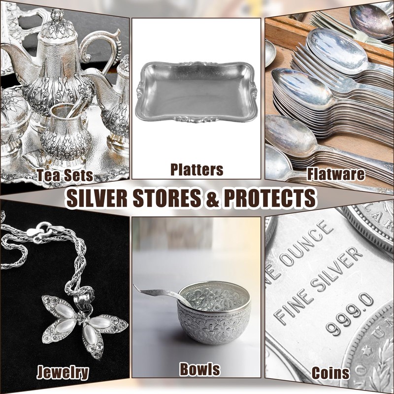 Ferraycle 6 Pcs Silver Storage Bags Anti Tarnish Storage Bag