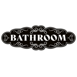 Bathroom Sign for Door, 9x3 Dibond Self-Adhesive Restroom Sign