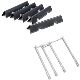 QuliMetal 15.3" Flavorizer Bars and 69787 Grill Burner for Weber Spirit 330, Spirit 335, Spirit 300 Series Grills with Front Mounted Control Knobs, Replace for Spirit 330 Burner Tube Set