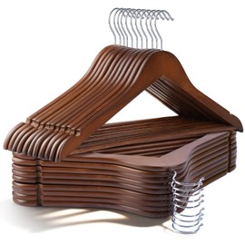 Ulimart Wooden Hangers 30 Pack,Heavy Duty Solid Wooden Clothes Hangers with Pant Bar,360-Degree Rotatable Hook,Durable & Slim Wood Hangers for Coats,Jackets,Dress,Pants(Walnut)