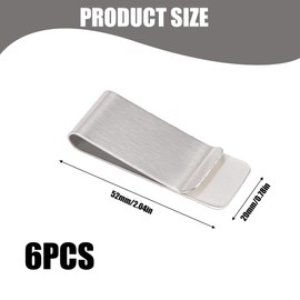 6 Pieces Stainless Steel Money Clip Money Clip for Cash Notes Cards ID Banknotes Business Cards Credit Cards Silver Men Money Clip for Wallet